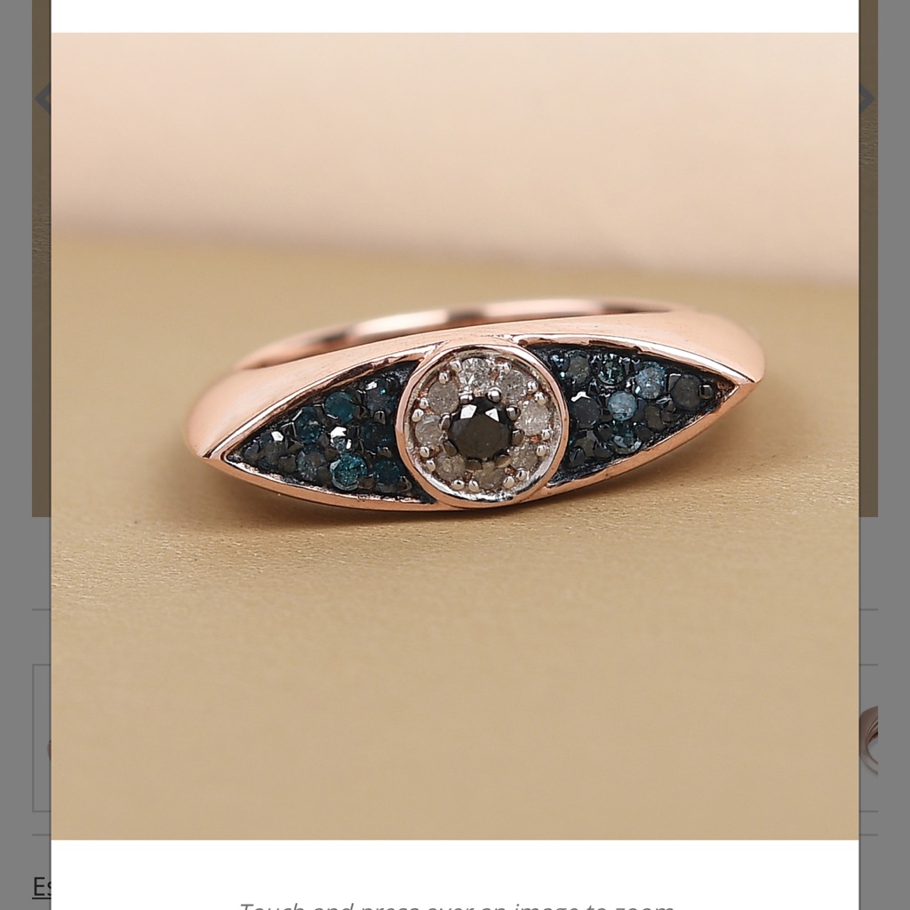 Blue & Black Diamond Evil Eye Ring